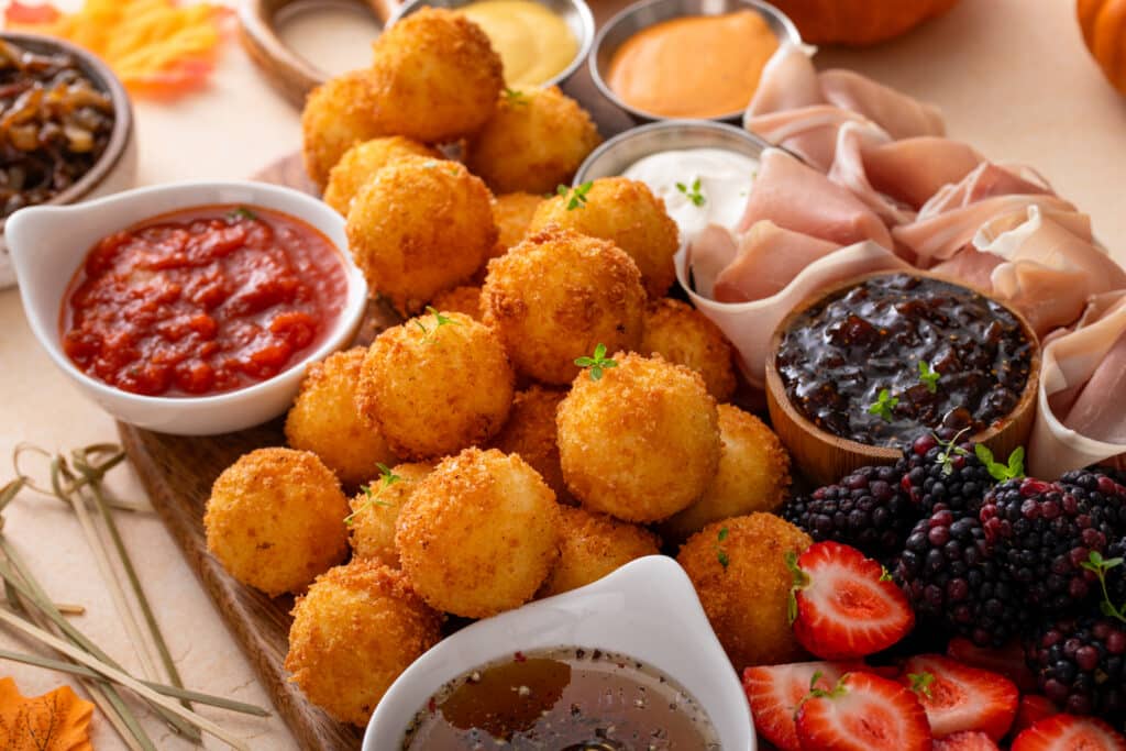 close up shot of Perfect Fried Goat Cheese Board
