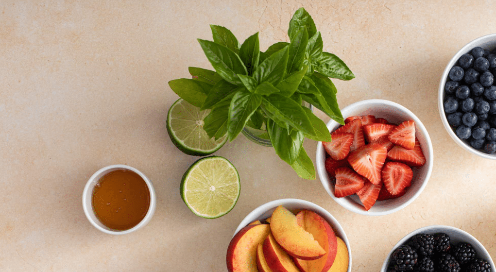 Basil for Honey Basil Peach Fruit Salad