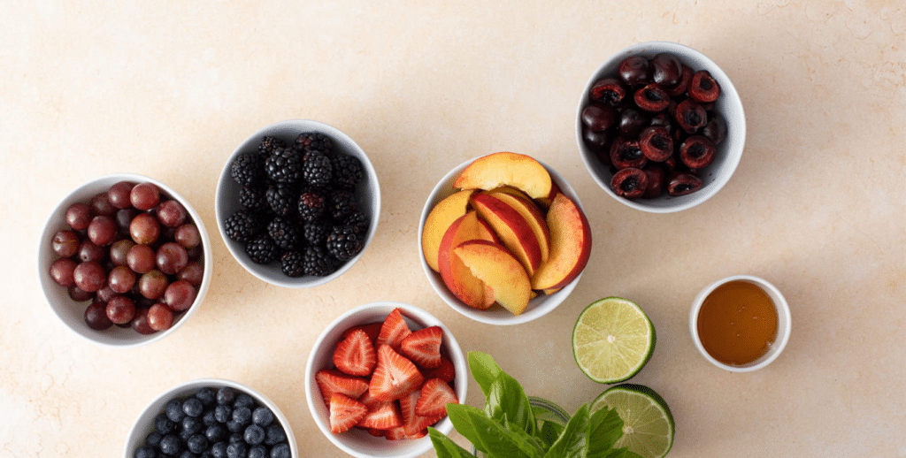 Fruit ingredients of Honey Basil Peach Fruit Salad