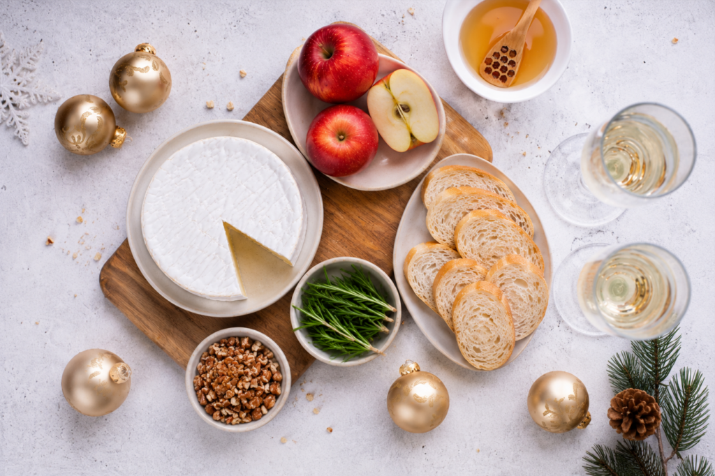 Ingredients for Brie, Honey, and Apple Crostini 
