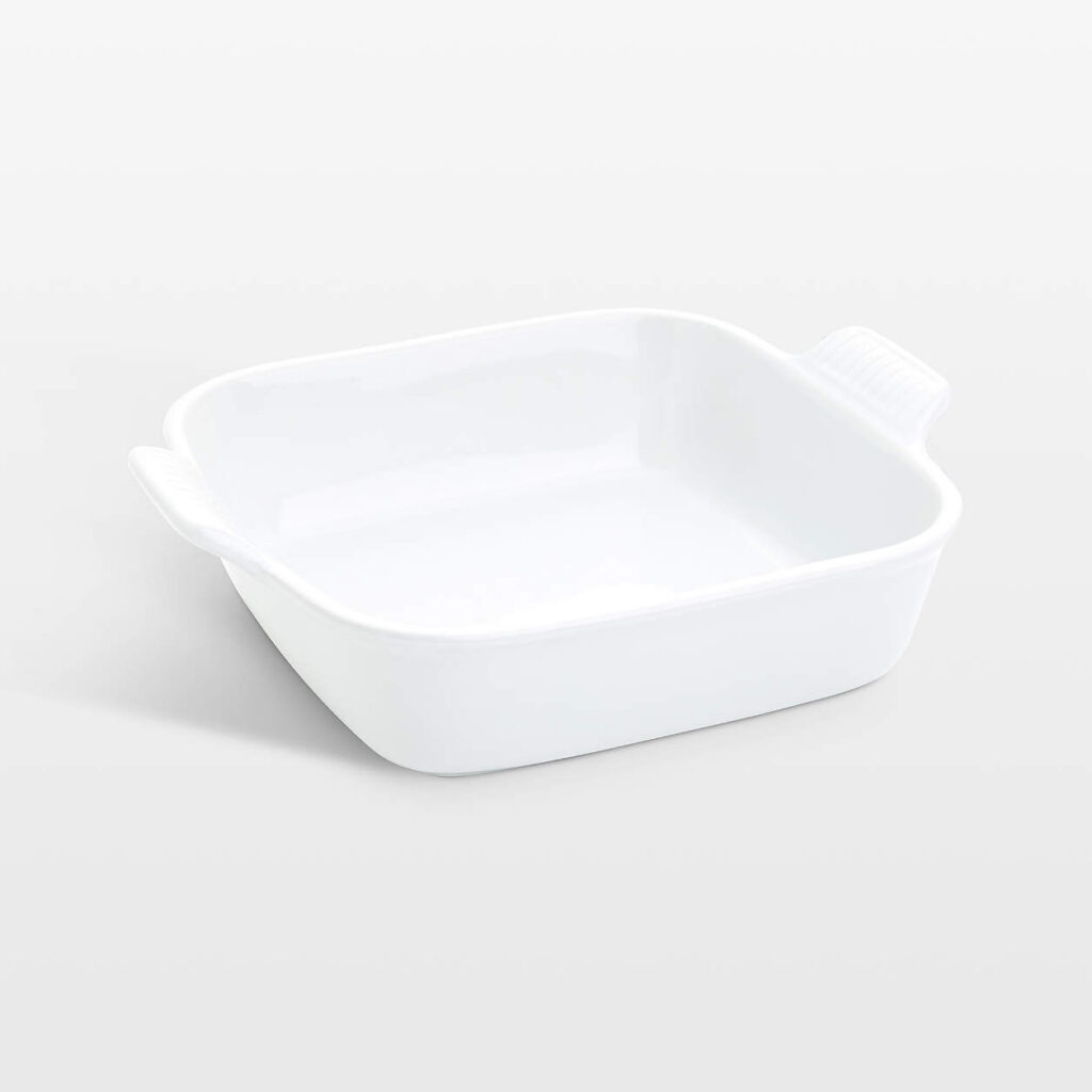Square ceramic baking dish for the pumpkin bars