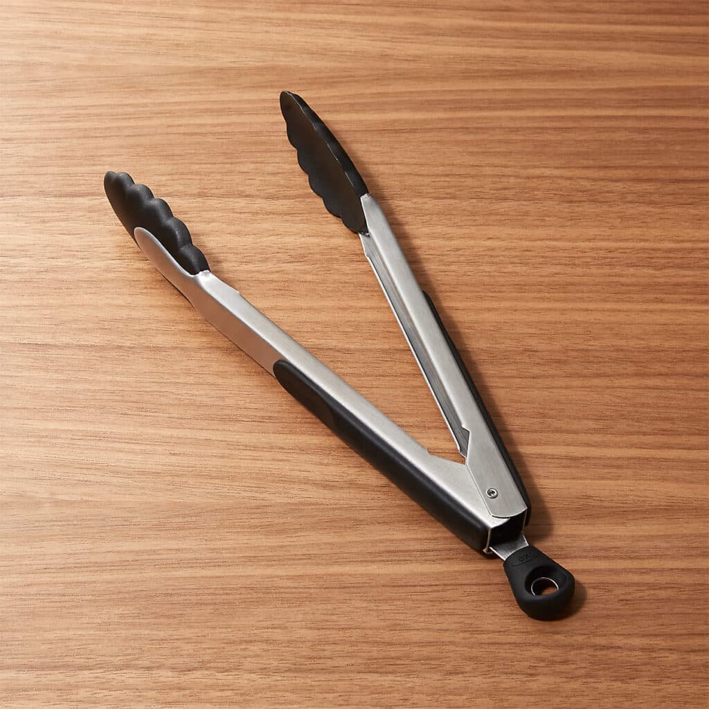 Stainless steel and nylon salad serving tongs
