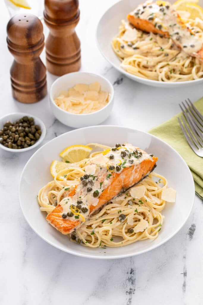 Creamy Lemon SalmonΒ PiccataΒ Pasta