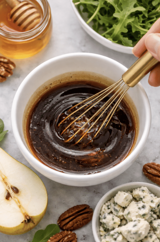 balsamic glaze for Pear and Bleu Cheese Appetizer Skewers with Arugula and Pecans