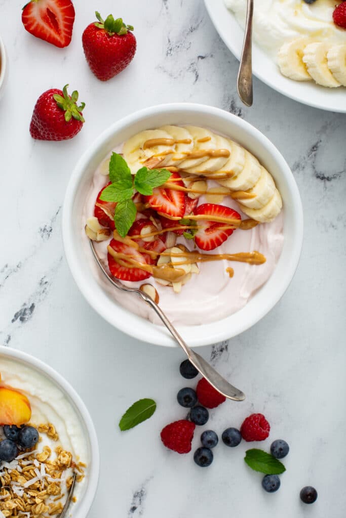 Strawberry build Greek Yogurt Bowls 