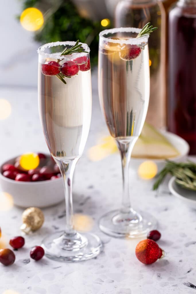 2 servings of White Cranberry Christmas Mimosa