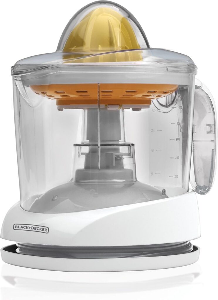 Citrus juicer used to make fresh lime juice for honey lime basil peach fruit salad