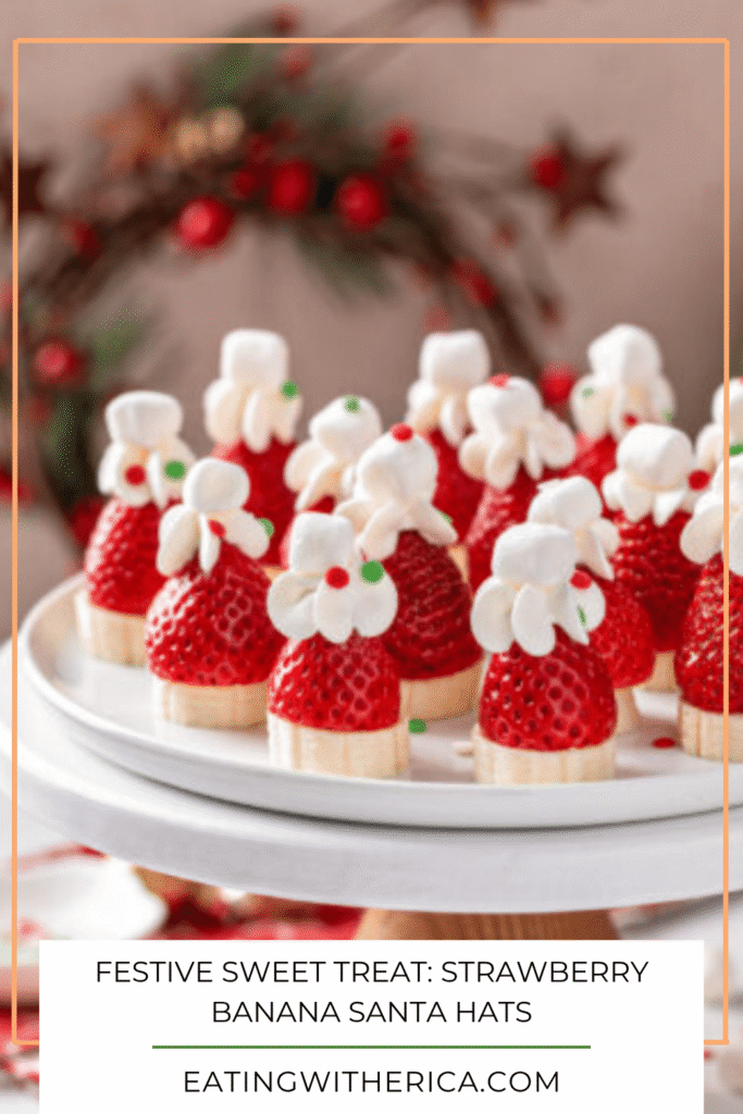 Final promotional graphic of Strawberry Banana Santa Hats #eatingwitherica