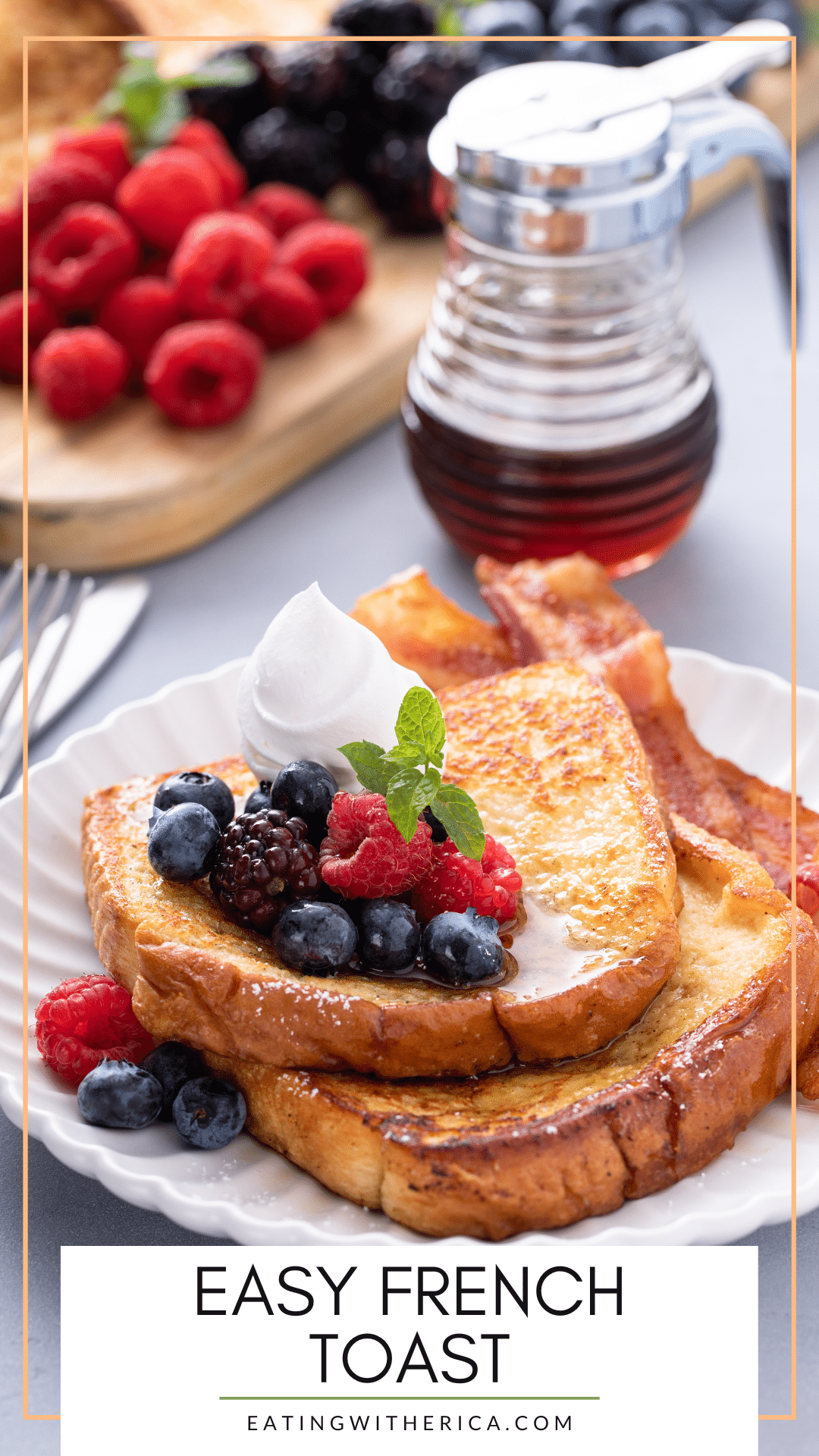 Final promotional graphic of One serving of Easy French Toast Board for eating with Erica