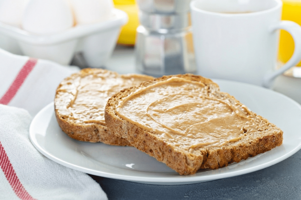 toasted bread with almond butter for Almond Butter Banana Toast
