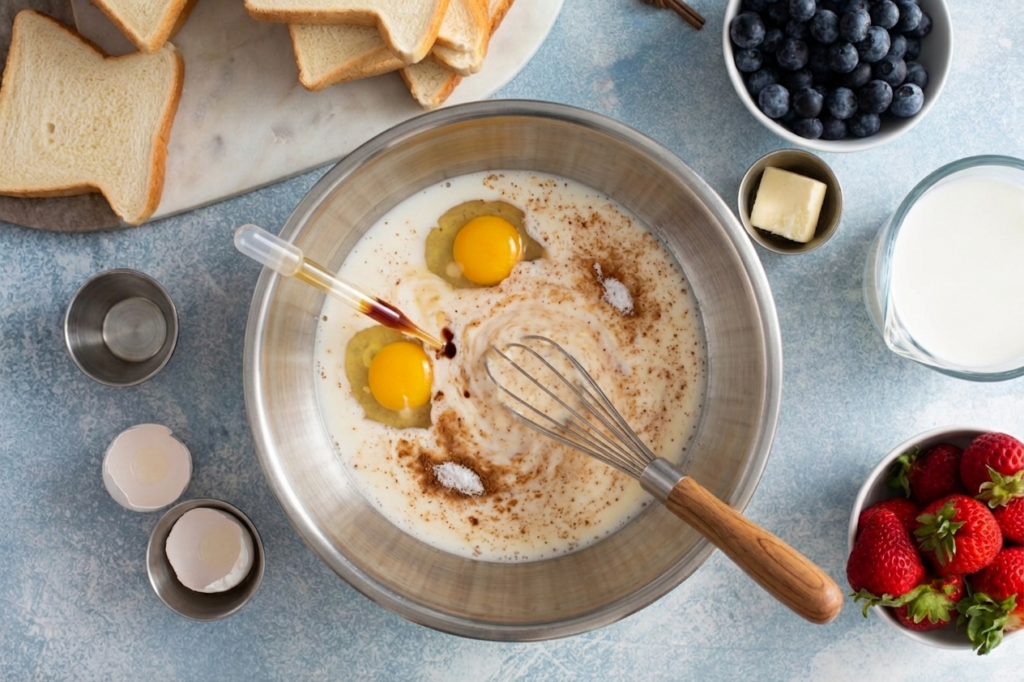 preparing the custard for Easy French Toast Board
