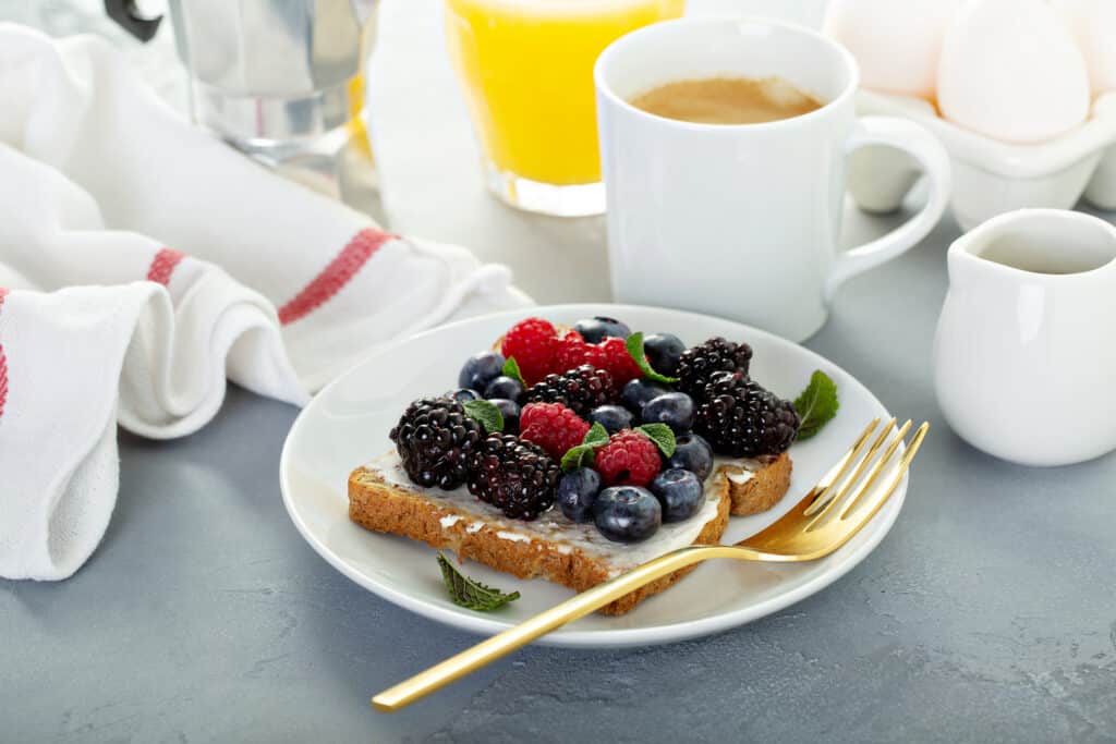 Fresh fruit toppings for Almond Butter Banana Toast