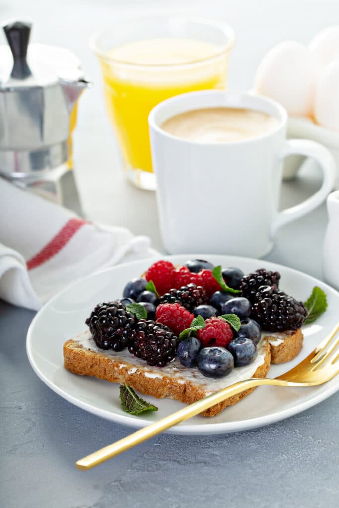 Fresh fruit toppings for Almond Butter Banana Toast