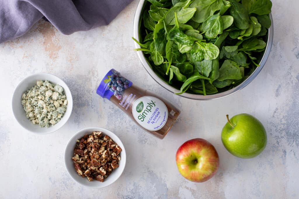 The Perfect Winter Salad ingredients flat lay shot