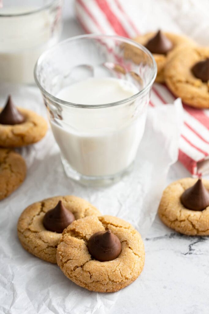Peanut Butter Blossoms best served with cold milk