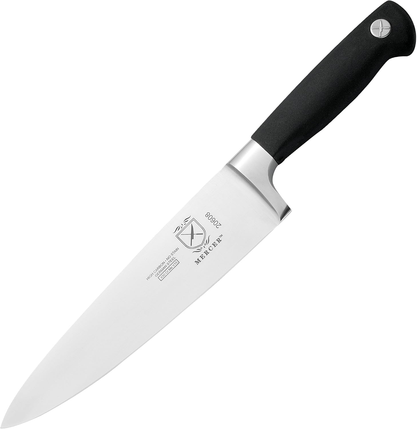 Chef's knife with a black handle