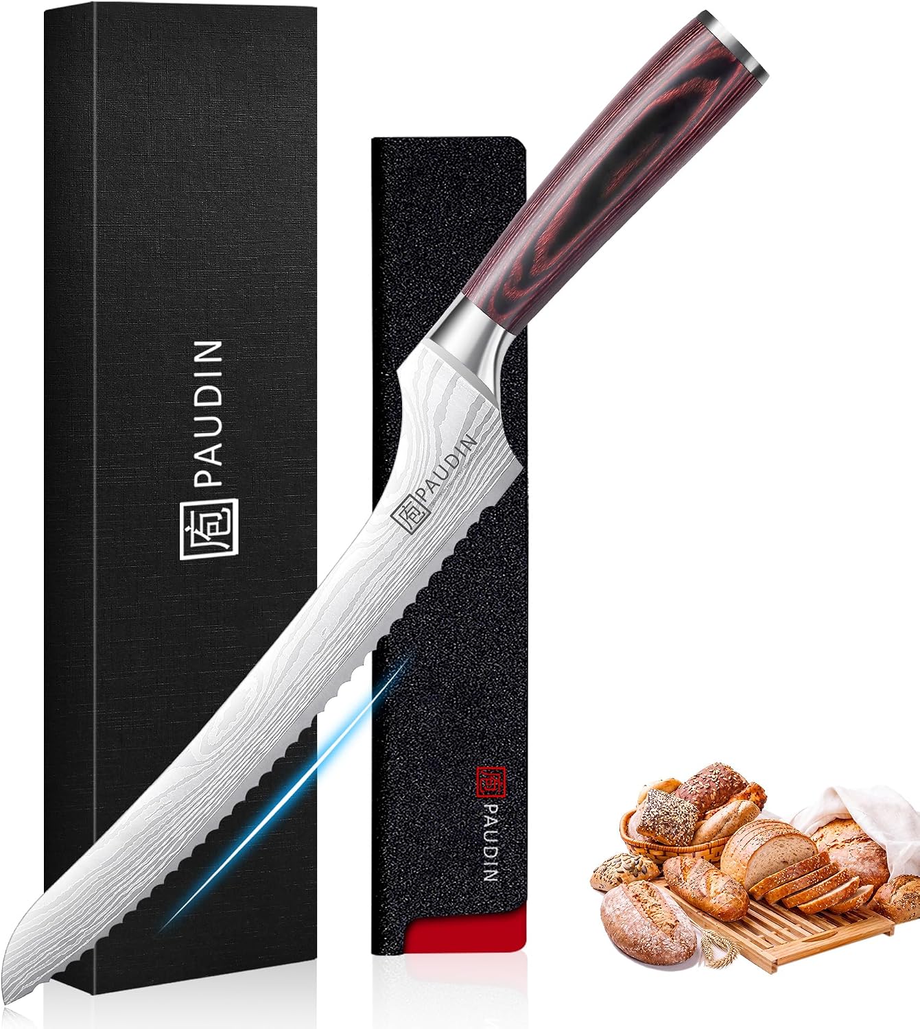 Paudin serrated bread knife in its box