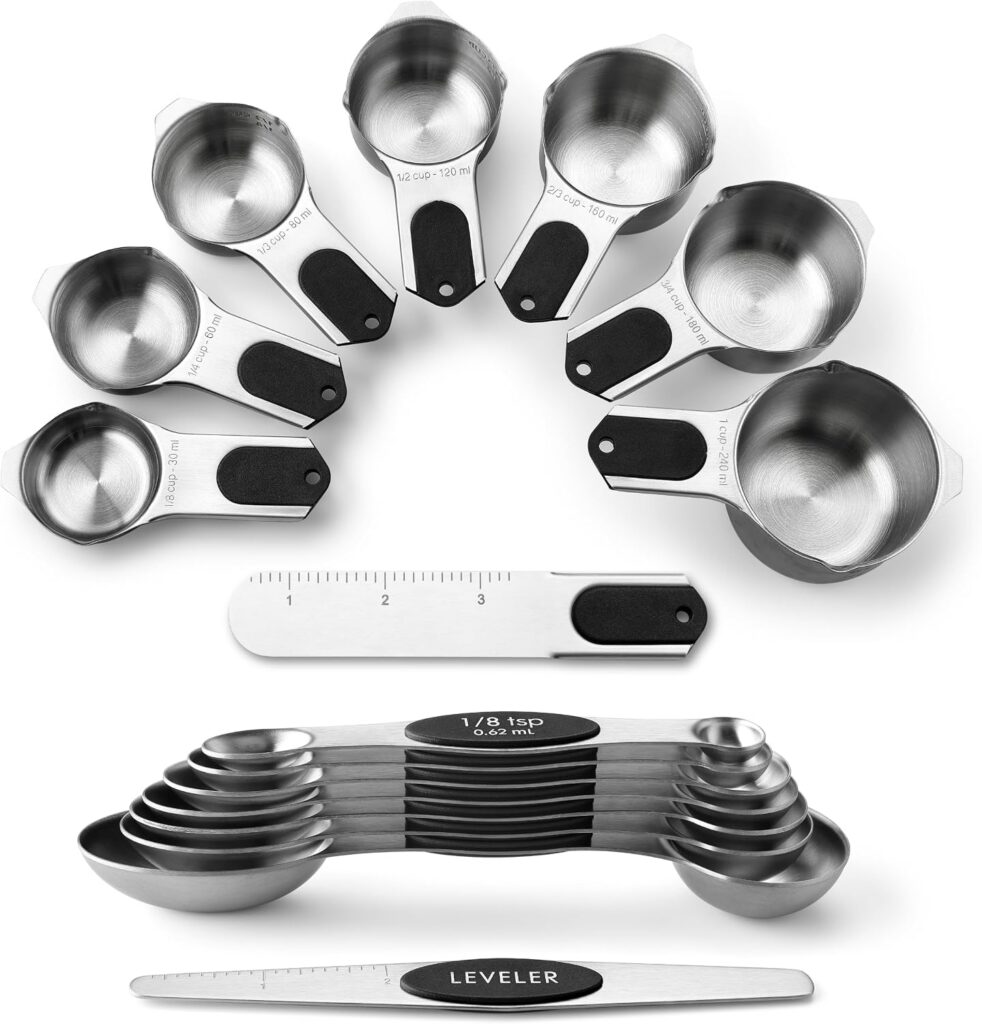 Stainless steel measuring cups and measuring spoons set