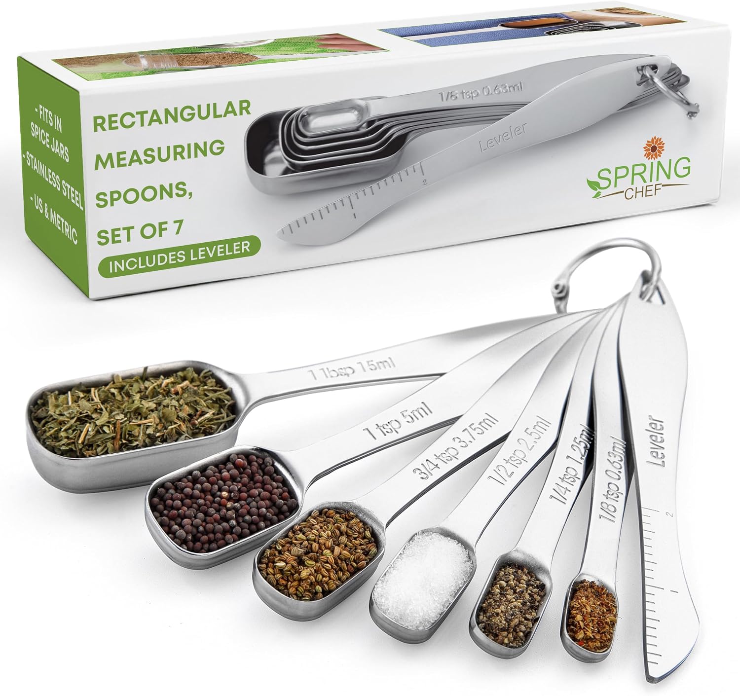 Nesting stainless steel measuring spoon set
