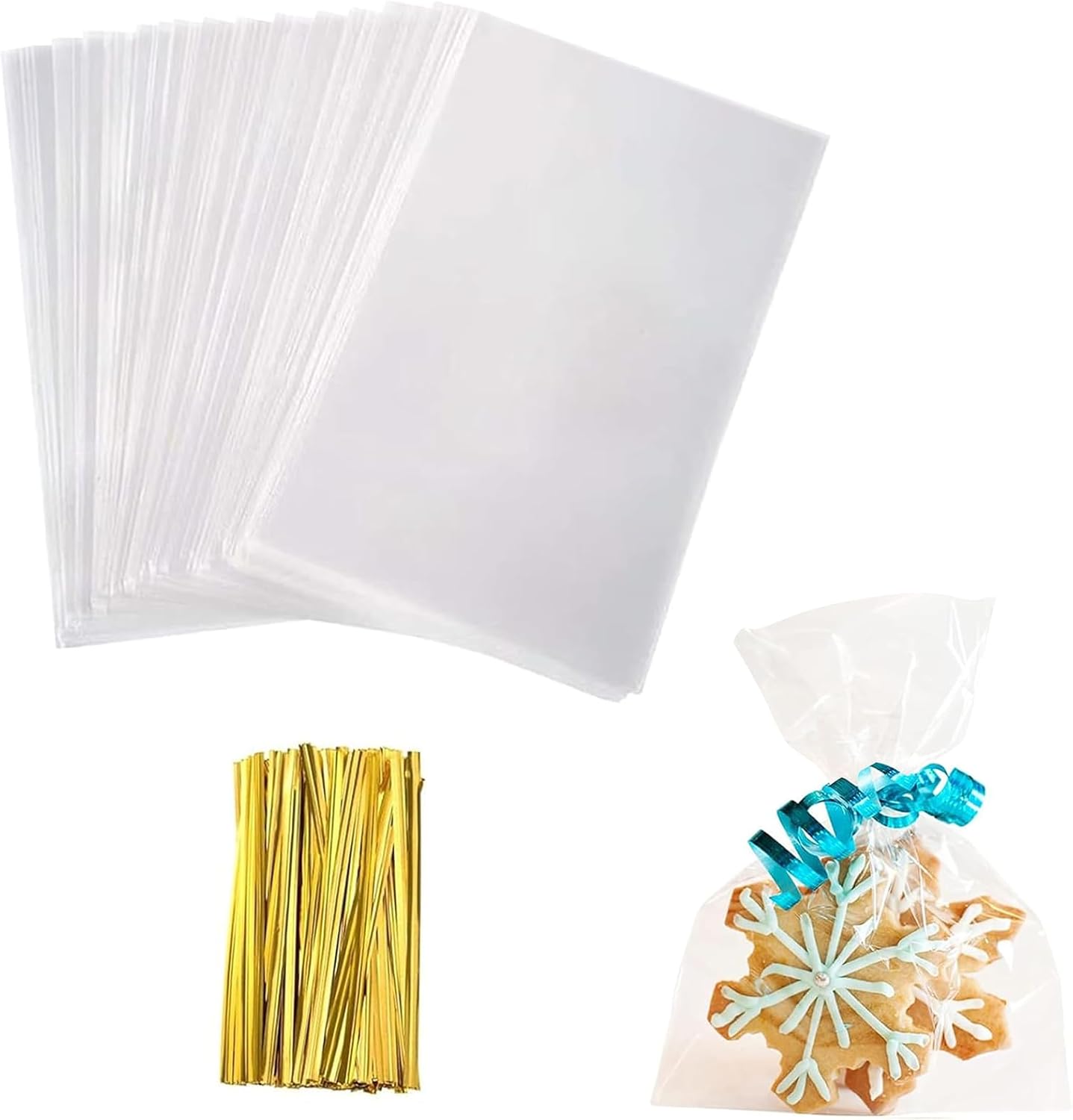 Clear cellophane treat bags with twist ties for gifting Reindeer Chow