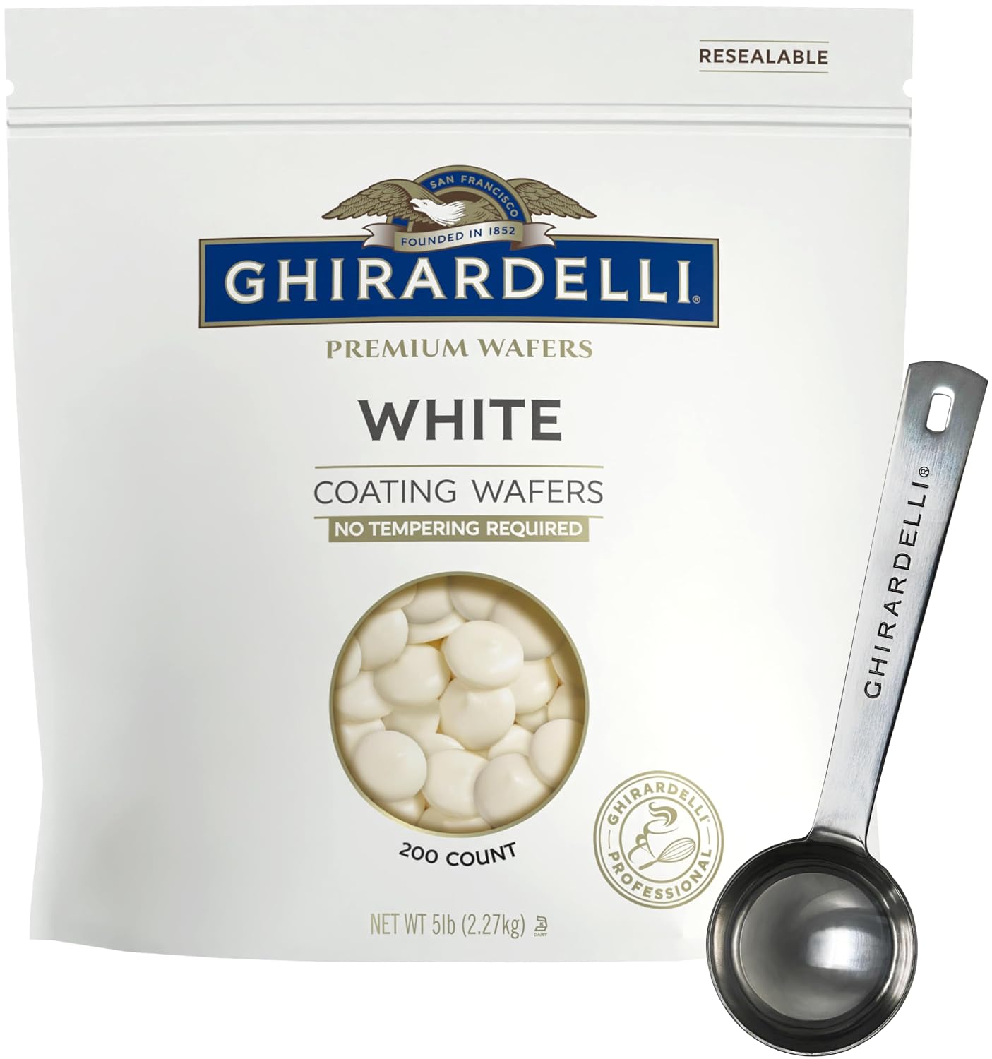 Bag of Ghirardelli white coating wafers for Reindeer Chow