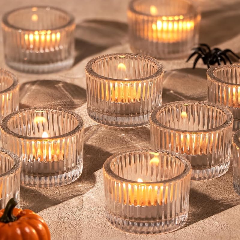 Clear glass tea light candle holders, pack of 24