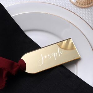 Mirror gold acrylic place cards for table names