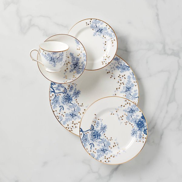Lenox Garden Grove blue floral five-piece place setting with gold rims