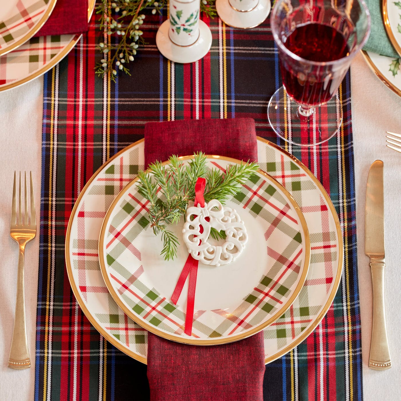 Lenox Holiday Plaid 12-Piece Dinnerware Set