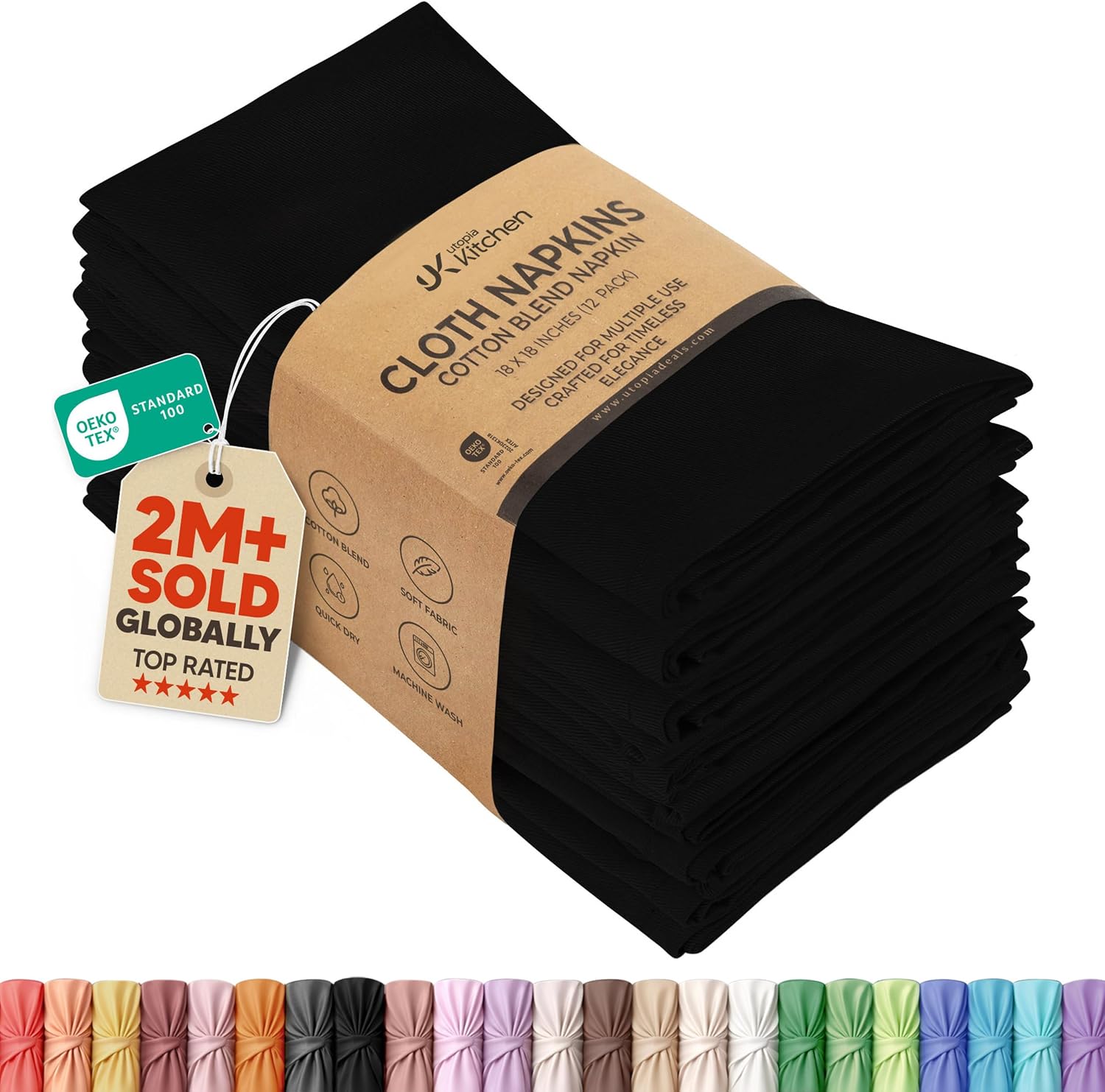 Black cotton cloth dinner napkins