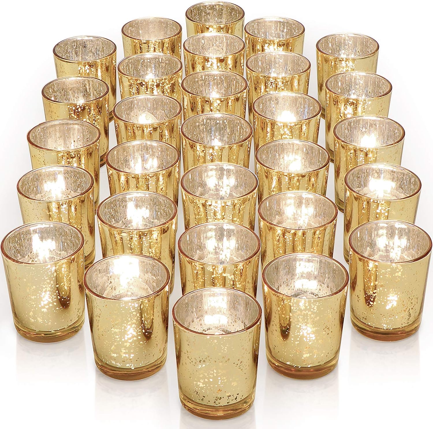 Speckled gold mercury glass votive candle holders