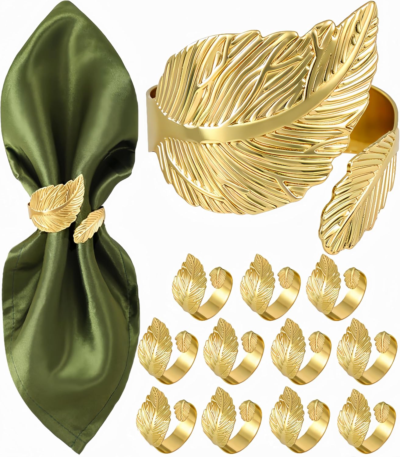 Gold laurel leaf napkin rings