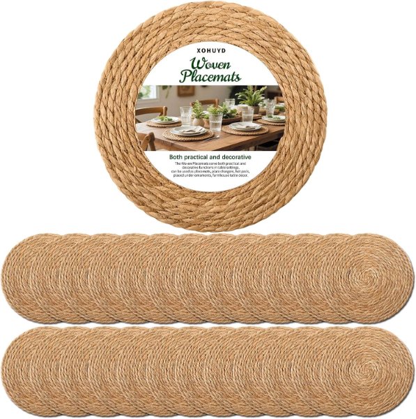 Round natural woven placemats