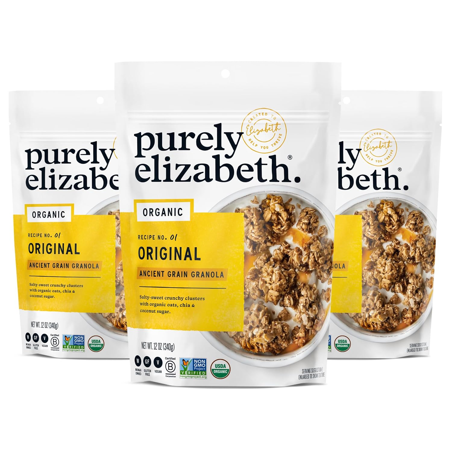 Bags of Purely Elizabeth original ancient grain granola