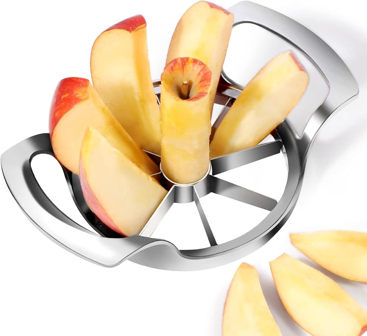 Stainless steel eight-slice apple slicer and corer