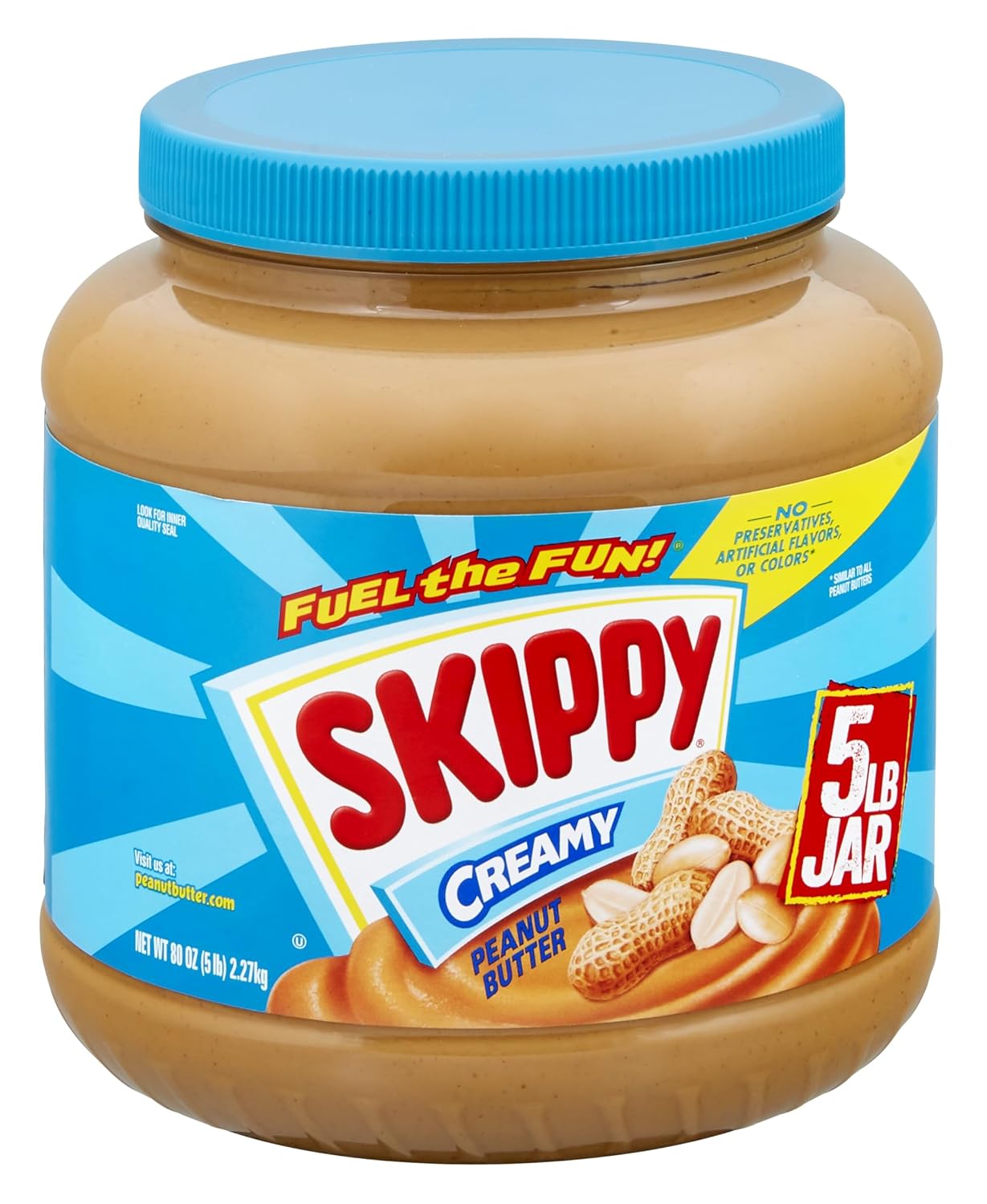 Tub of Skippy creamy peanut butter