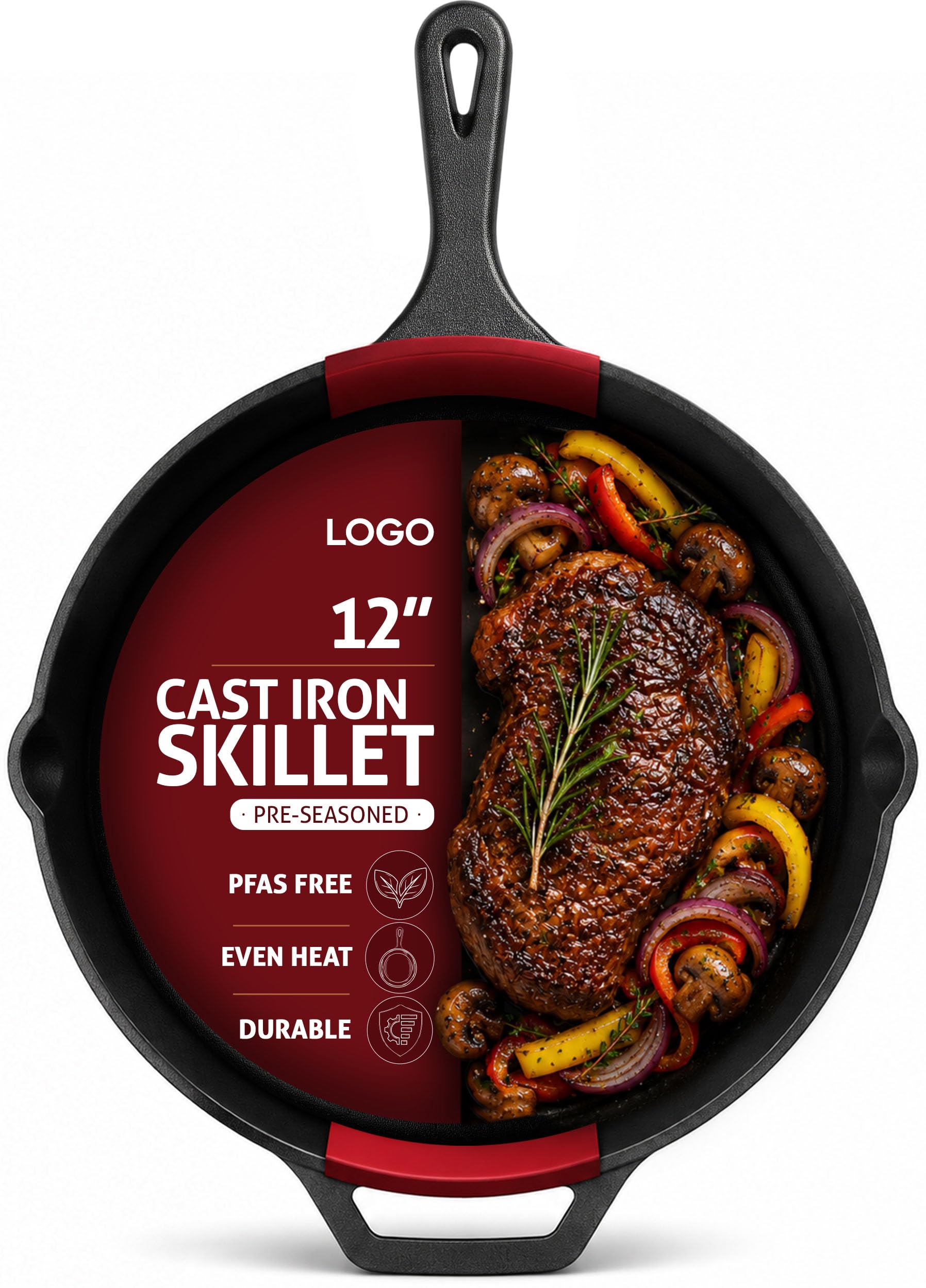 Utopia Kitchen 12-inch pre-seasoned cast iron skillet