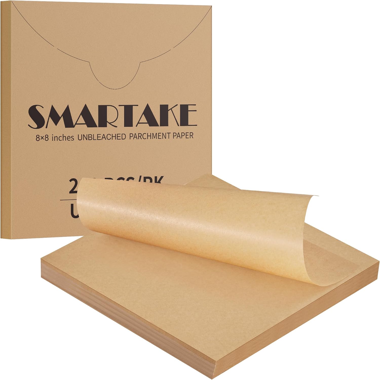 Stack of pre-cut non-stick parchment sheets for lining the pan
