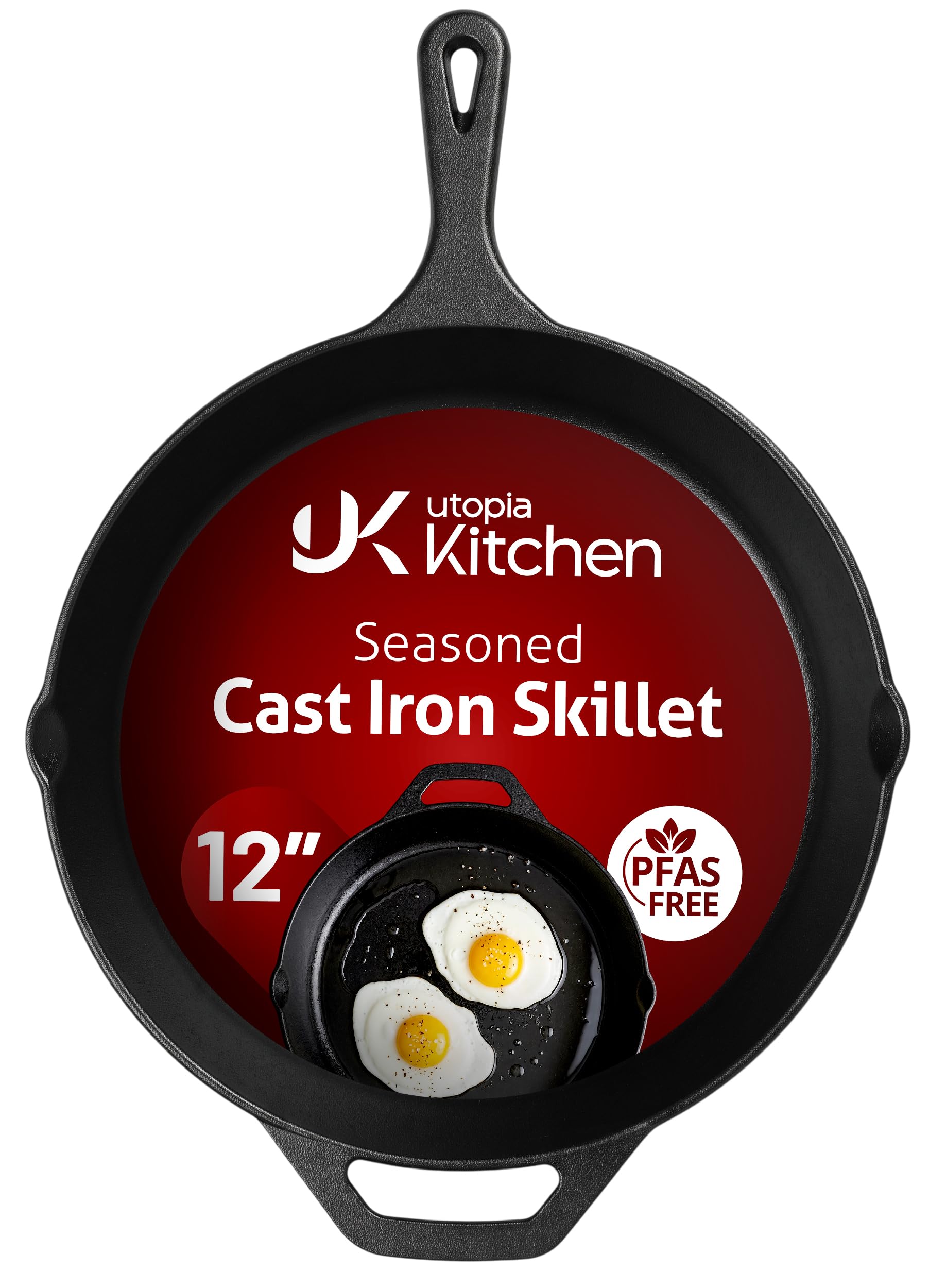 Utopia Kitchen 12-inch pre-seasoned cast iron skillet for Spinach and Bacon Quiche