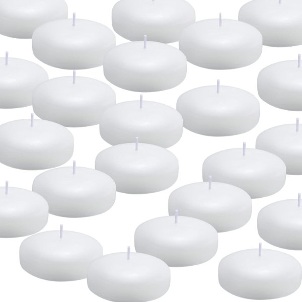 White three-inch floating candles